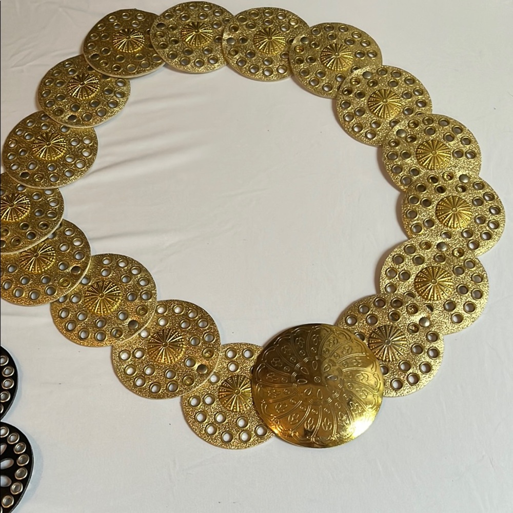 Gold on Gold wide adjustable belt Decorative round Discs